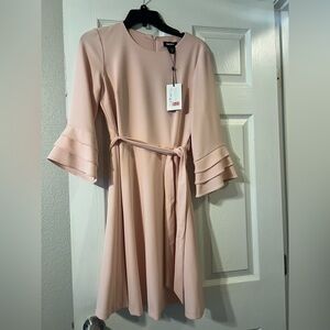 DKNY Blush Long Sleeve Dress with Belt